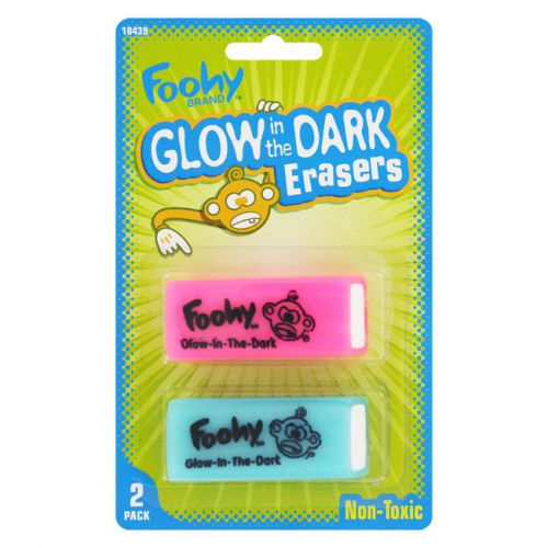 12 Foohy Blue &amp; Pink Glow In The Dark Erasers 10439