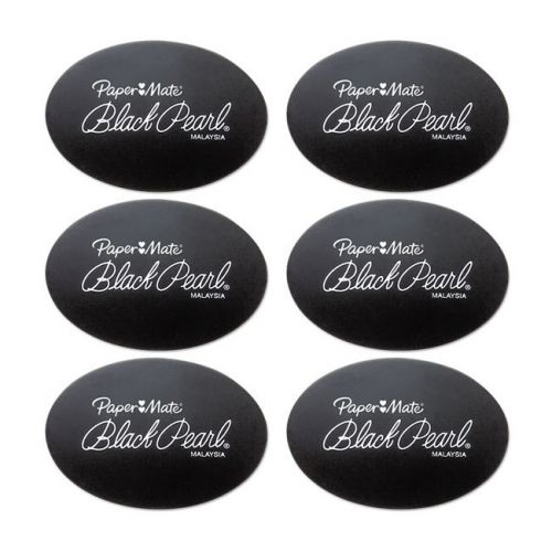 6 Papermate Black Pearl Oval Contemporary Erasers