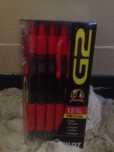 NEW Pilot G2 Gel Ink Retractable Rolling Ball Pen Fine Red Ink Box of 12