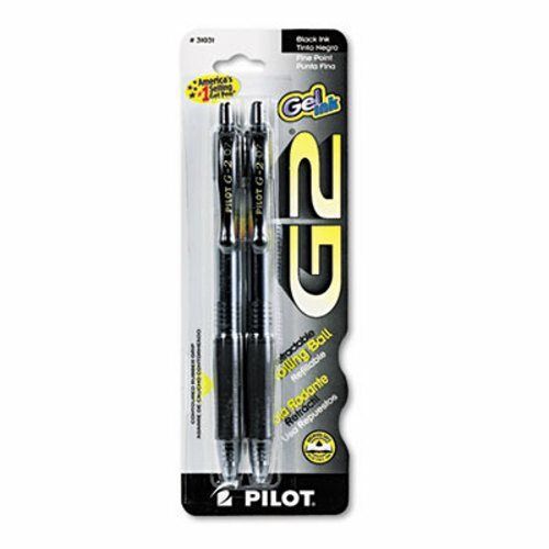 Pilot G2 Gel Ink Pen, Retractable, Black Ink, 0.7mm Fine, 2 per Pack (PIL31031)