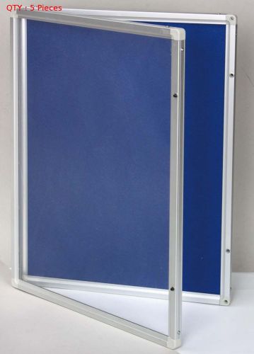 5X GREY 450X600MM LOCKABLE COMMERCIAL NOTICE PIN BOARD SHOWCASE WITH CLEAR DOOR