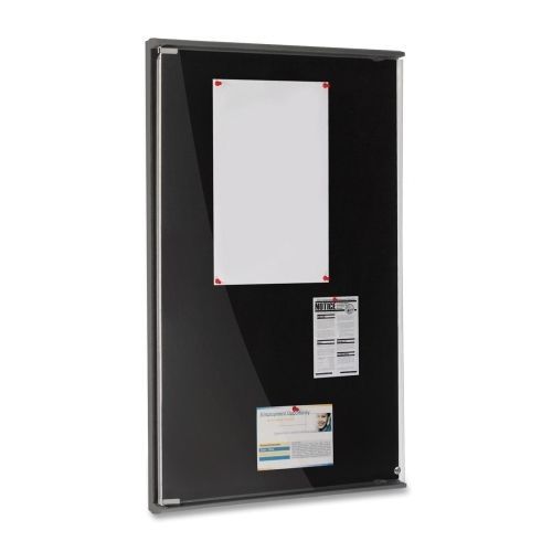 Ice39031 tackboard, enclosed, door w/lock, 24&#034;x36&#034;, black for sale