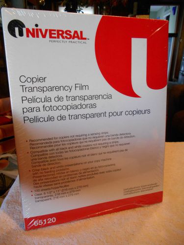 NEW Universal Plain Paper copier Transparency #65120 Sheets 100 ct 8.5 x 11 OSR