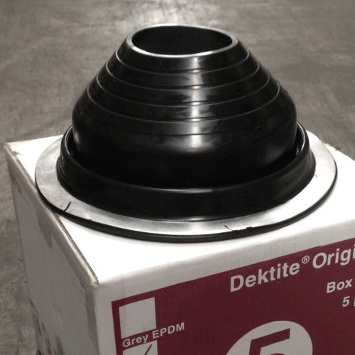 No 5 BLACK EPDM Pipe Flashing Boot by Dektite for Metal Roofing
