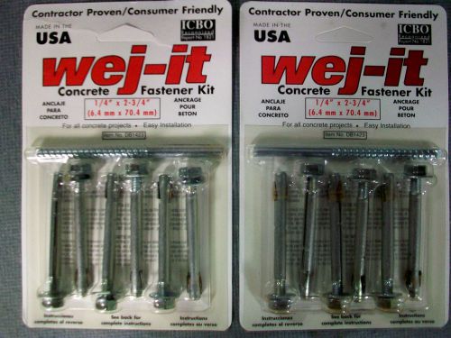 Wej-it concrete fastener kit anchors ( 2 packs ) 1/4&#034; x  2-3/4&#034;  item# 1423 for sale