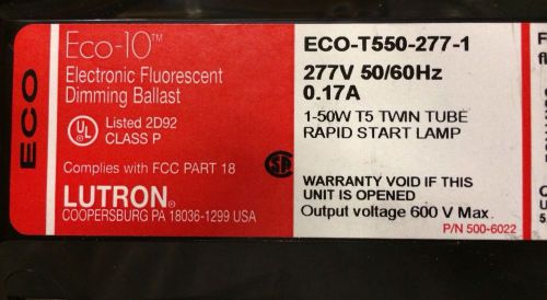New- Lutron Eco10 ECO-T550-277-1 Electronic FluorescentDimming Ballast 1x 50W T5