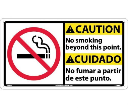NMC CBA3R SAFETY TAG - Caution No Smoking (Bilingual) 7.5&#034; X 4&#034; Rigid Plastic