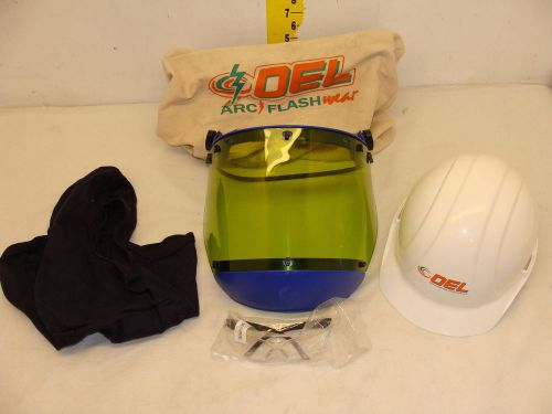 Oel afw040 hard hat w/shield,safety glasses,fire resistant hood,bag,slight use for sale