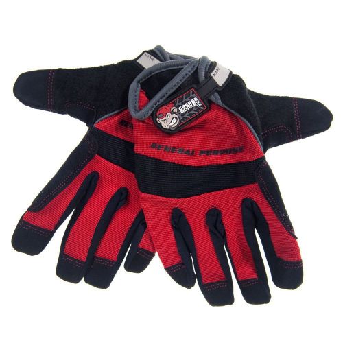 Grease Monkey Work Gloves Padded Palm Velcro Wrist Stretch Fit Small Red/Black