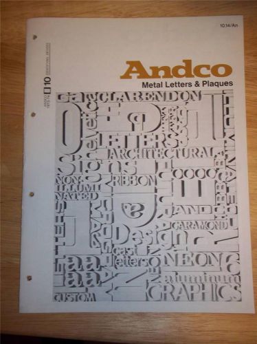 Vtg Andco Industries Corp Catalog~Sign Products/Letters/Plaques/Signage