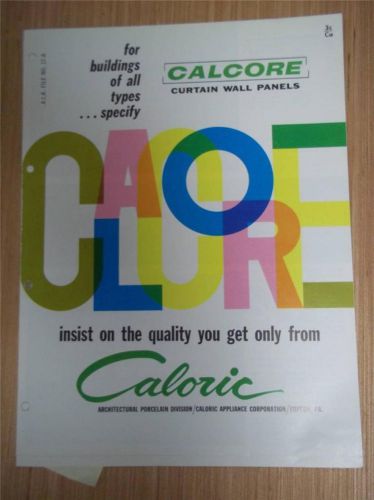 Caloric Appliance Corp Catalog~Calcore Curtain Wall Panels~Asbestos~1962
