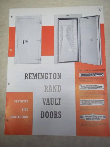 Vtg Remington Rand Brochure~Bank Vault Doors~Catalog~1956