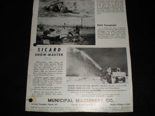 SICARD SNOW-MASTER 1956 snow-removal equipment print ad