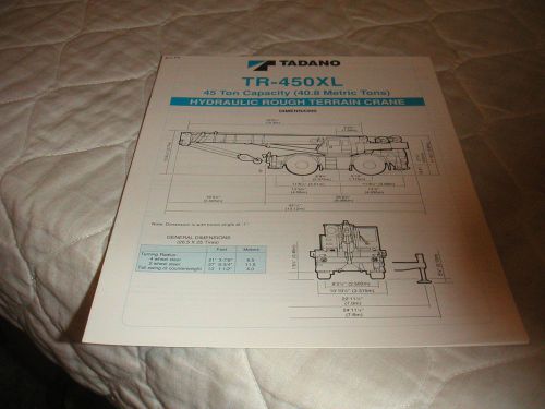 1992 tadano model tr-450xl hydraulic rough terrain crane sales brochure for sale