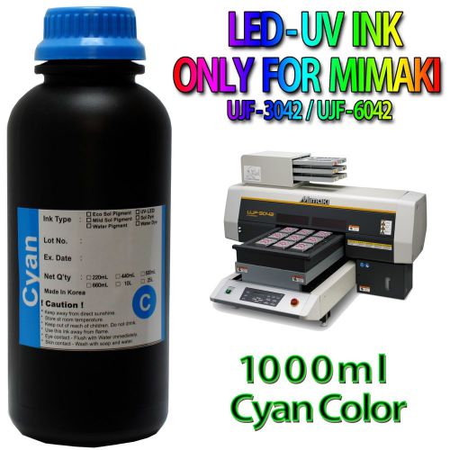 New mimaki uv-ink only for ujf-3042 / ujf-6042 1000ml cyan color bulk for sale