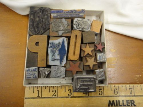 i  )  vintage metal/ wood printing press dies Letters Advertising etc