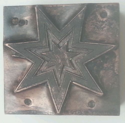 Vintage Printing Block letterpress shooting STAR copper Christmas