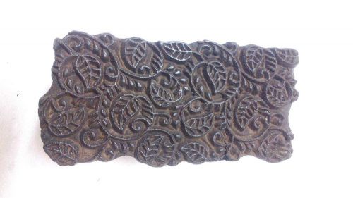 Vintage rare long big size handcarved leaves pattern wooden printing block/stamp