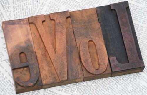 &#034;LOVE&#034; rare wood type woodtype font letterpress printing blocks vintage antique
