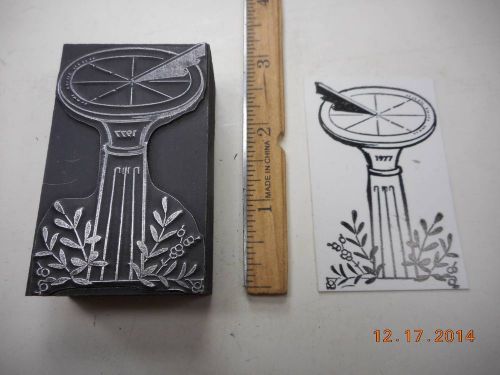 Letterpress Printing Printers Block, 1977 Garden Sundial
