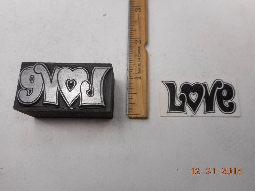 Letterpress Printing Printers Block, Love, Word w Heart as Letter O