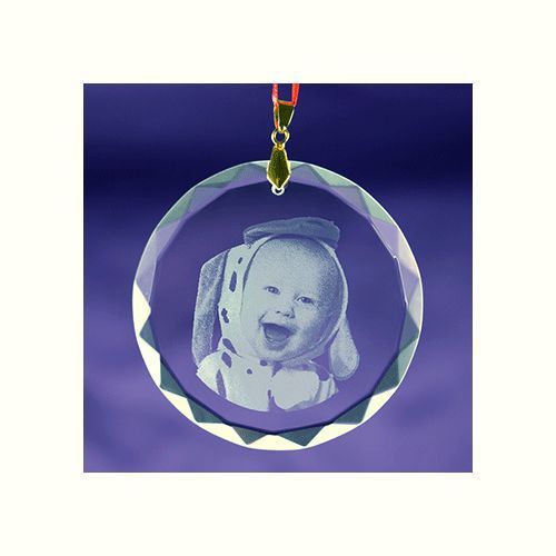 Round Crystal Photo Ornament/Medal  - Laser Picture Image Engraving