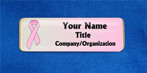 Cause Ribbon Pink Custom Personalized Name Tag Badge ID Cancer Nurse Survivor