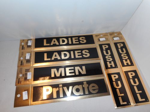 Peel n Stick Self Adhesive Black &amp; Gold REST ROOMS Door Sign Office or Business