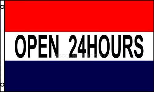OPEN 24 HOURS Flag 3x5 Polyester