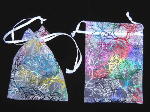 50 pcs white coralline design organza bags/gift jewelry pouch 12 x 9cm ah020c03 for sale