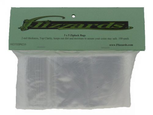 3 x 5, Ziplock Reclosable Poly Bags, Top Clarity 2mil. 100 pack