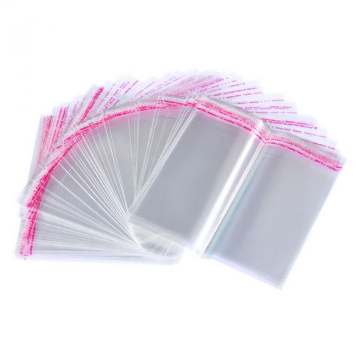 100PCs Transparent Self Adhesive Seal Plastic Bags 16x15cm Usable 16x13cm