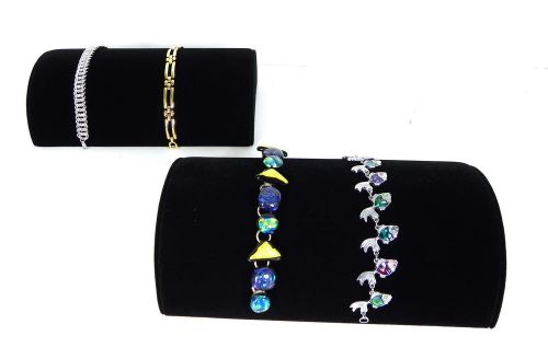 Two Black Velvet Bracelet Half Moon Ramps Jewelry Display Stand Stands