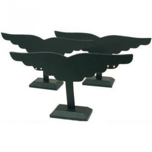 30 Pr Earring Wing Stand Display Black Faux Leather