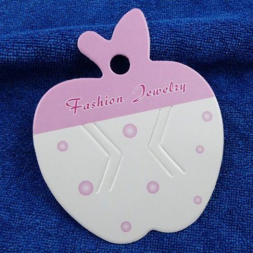 200PCS Charms Pink Paper Apple Hair Clip Hanging Card Jewelry Display Finding