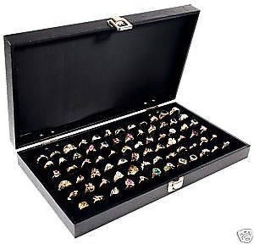 72 ring solid top display case jewelry black organizer for sale