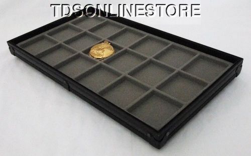 Stackable Black Aluminum 18 Slot Pocket Watch Jewelry Display Tray Gray