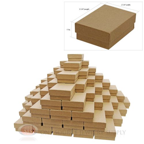 100 brown kraft cotton filled jewelry gift boxes 3 1/4&#034; x 2 1/4&#034; bracelet box for sale