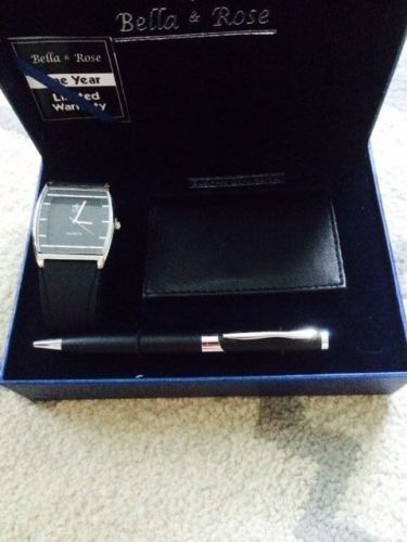 QUARTZ WATCH WITH BUSINESS CASE HOLDER/PEN- GREAT CONDITION &amp; FREE SHIPPING