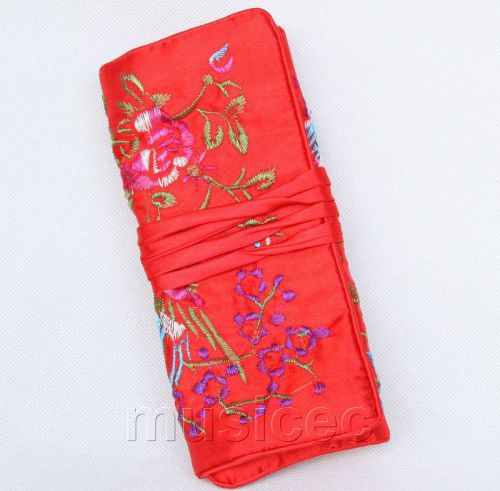 handmade embroider silk red colors Jewelry bags pouches roll T776A11