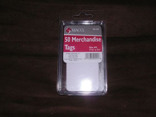 MACO MERCHANDISE TAGS #BB-201 50 COUNT SIZE # 8  1-11/16&#034; x 2 3/4&#034;