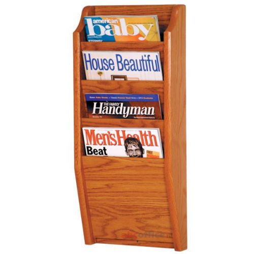 Wooden mallet  mr24-4 medium oak 4 pocket magazine wall rack for sale