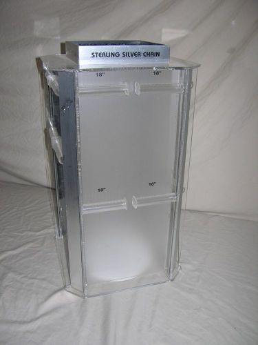 Retail acrylic 4-sided display case for sterling silver chains 7&#034; to 30&#034; for sale