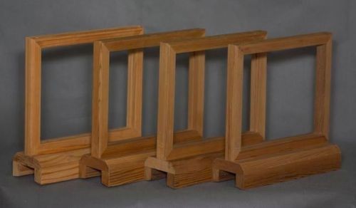 10&#034; x 10&#034; DOUBLE SIDED TOP LOAD COUNTERTOP DISPLAY WOODEN SIGN HOLDER LOT OF 4