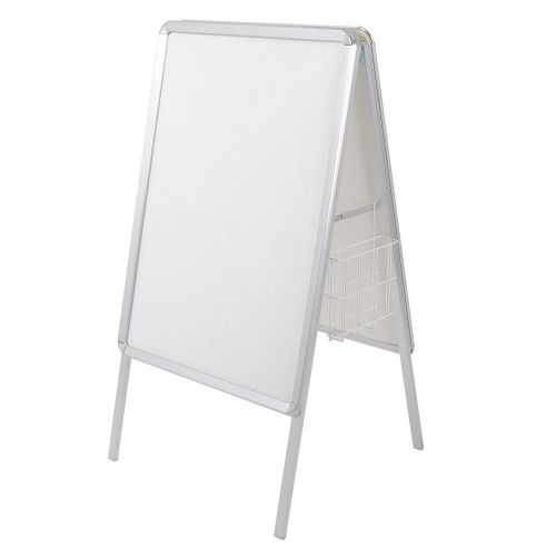 White &amp; silve double side a-frame professional poster stand street sign sidewalk for sale