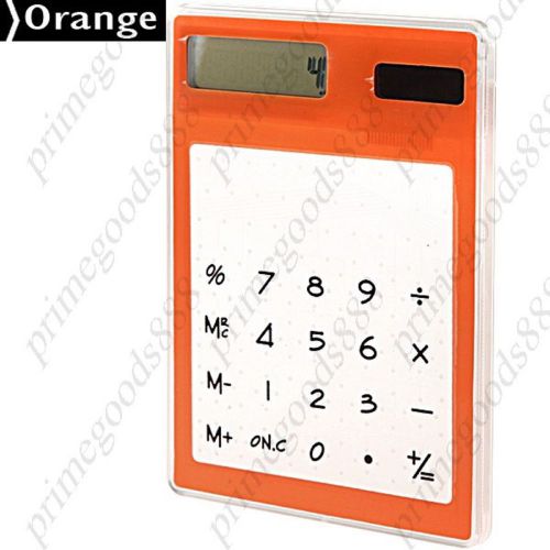Thin Compact Transparent Clear Touch Screen Solar Calculator Calculating Orange