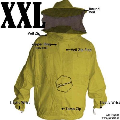 Adult Bee Jacket Beekeeper Jacket Zip Round Sheriff Veil Yellow [XXL] A1218N003