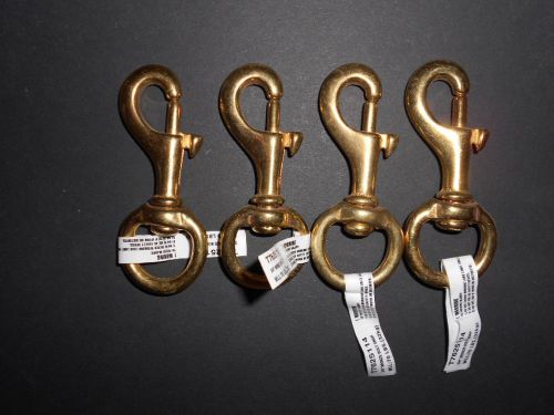 Lot of four solid bronze swivel eye snap bolt hooks  3/4&#034; by 3 3/8 inch long for sale