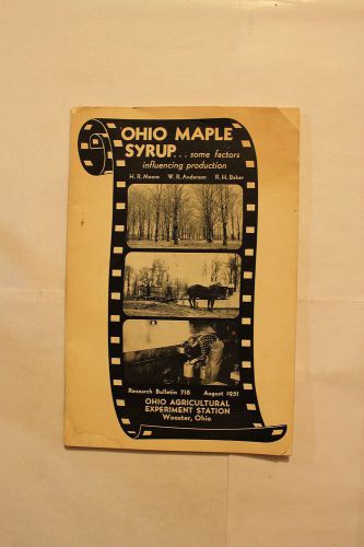Maple Syrup / Research Bulletin 718 ~ Aug 1951 OHIO AGRICULTURAL EXP. STATION