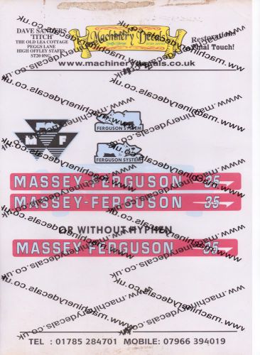 MASSEY FERGUSON 35 / 35x / 65 DECAL SET